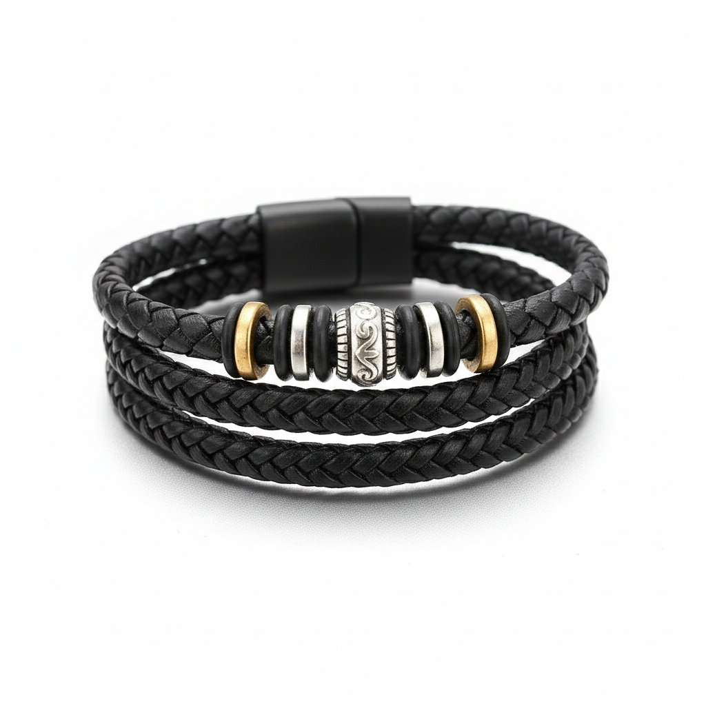 BLACK LEATHER BRACELET