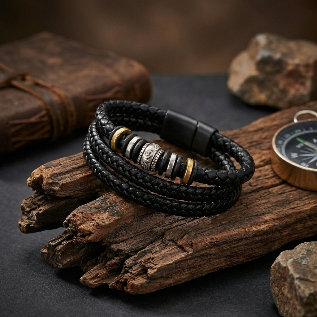 BLACK LEATHER BRACELET